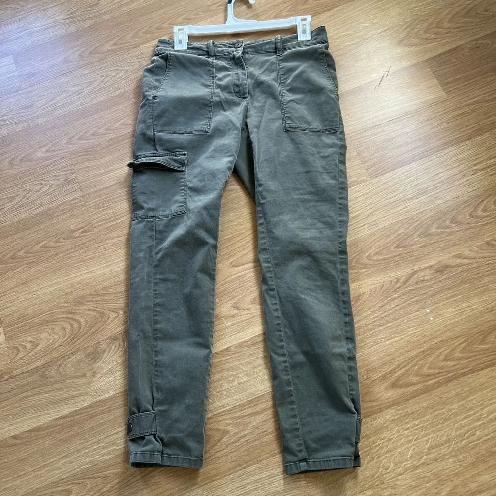 J. Jill Stretch Cargo Pants‎ Ankle Length Olive Green Gorpcore Women's Size 4